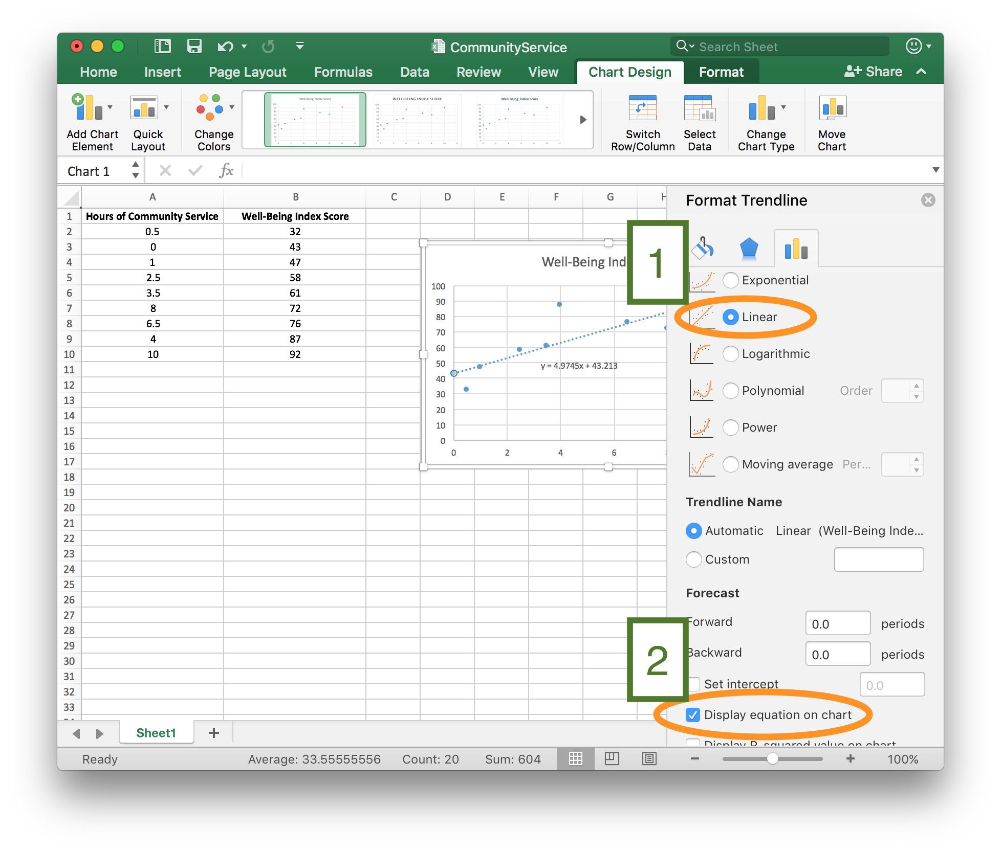 Spreadsheet example